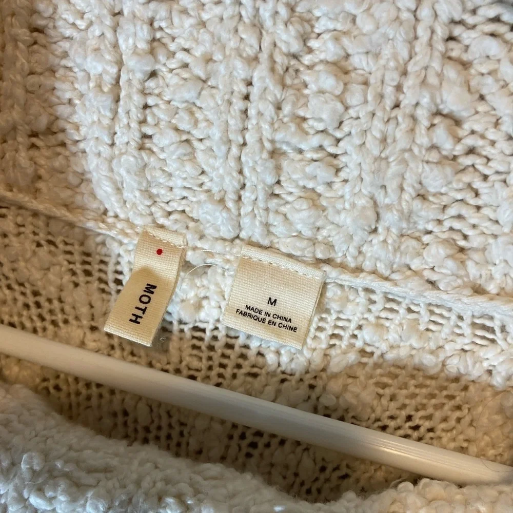 Moth Anthropology Ivory Cowl Neck Chunky Knit Oversized Sweater